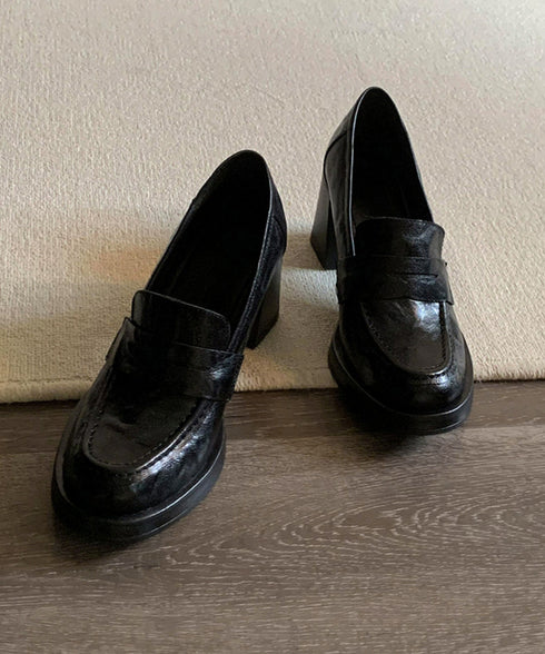 スクエアトゥローファー 太ヒールパンプス 歩きやすい チャンキーヒールパンプス 疲れないPUレザー靴 レディース美脚脚靴 オフィスカジュアル通勤通学厚底ローファー 92JLDZSW-027