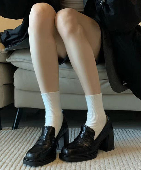 スクエアトゥローファー 太ヒールパンプス 歩きやすい チャンキーヒールパンプス 疲れないPUレザー靴 レディース美脚脚靴 オフィスカジュアル通勤通学厚底ローファー 92JLDZSW-027