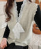 ニットベストネックラインレースニットジレ レディース フェミニン 大人可愛い リボンベストセーター ノースリーブ ニットトップス レイヤード ニットチョッキ韓国風 92KN-001
