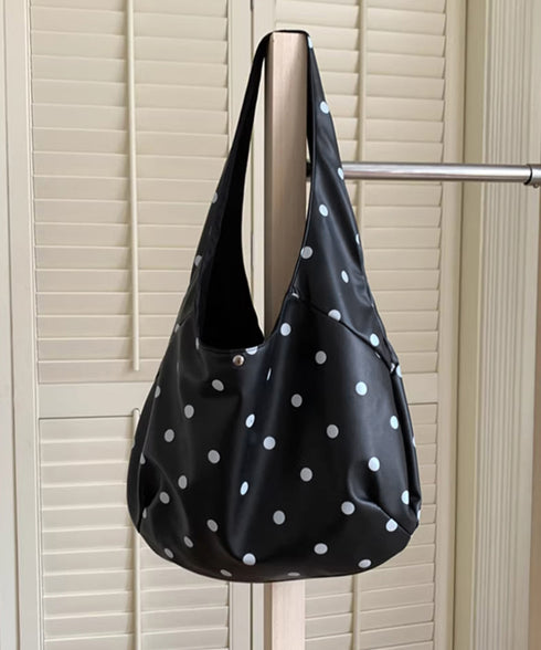 PUホーボーバッグ ドット柄肩掛けバッグ レディース レトロワンショルダーバッグ A4大容量三日月型鞄 きれいめ 大人可愛いフェイクレザーかばん お洒落韓国風鞄 92LL-001
