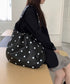 PUホーボーバッグ ドット柄肩掛けバッグ レディース レトロワンショルダーバッグ A4大容量三日月型鞄 きれいめ 大人可愛いフェイクレザーかばん お洒落韓国風鞄 92LL-001