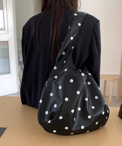 PUホーボーバッグ ドット柄肩掛けバッグ レディース レトロワンショルダーバッグ A4大容量三日月型鞄 きれいめ 大人可愛いフェイクレザーかばん お洒落韓国風鞄 92LL-001