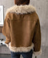 ショートフェイクムートンジャケット韓国風 レディース ボリュームファー 中綿ジャケット高見え 暖かいスエードブルゾン秋冬 こなれ感 あったかショートアウターお洒落 92MEIERS-002