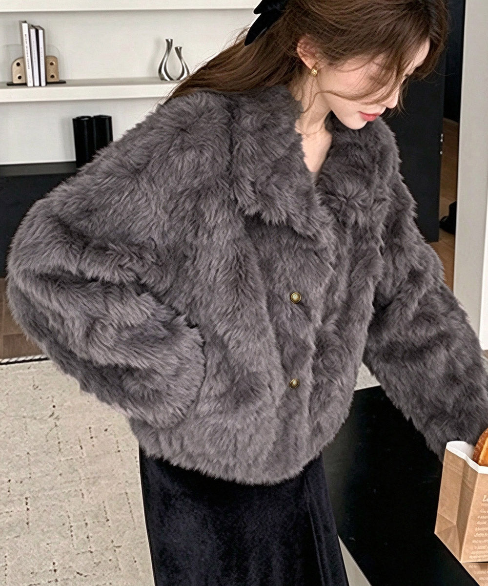 金ボタンファージャケットショート丈コート