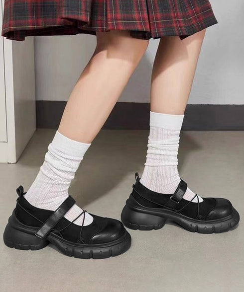 厚底メリージェーンシューズ美脚ローファー クロスコードメリージェーンスニーカー 履きやすい 美脚見えバレエスニーカー 軽量安定感 大人可愛いカジュアル厚底パンプス 92MFUNI-001