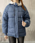 配色フード付き中綿ジャケットレディース冬 バイカラーエコダウンジャケット 韓国風フェイクダウンコート 暖かブルゾン 防寒防風キルティングジャケットフーディアウター 92MINGLI-002
