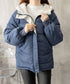 配色フード付き中綿ジャケットレディース冬 バイカラーエコダウンジャケット 韓国風フェイクダウンコート 暖かブルゾン 防寒防風キルティングジャケットフーディアウター 92MINGLI-002