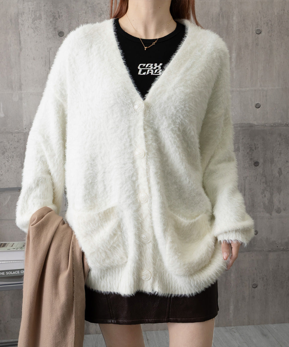 シャギーニットカーディガンVネック秋冬服 詳細画像23