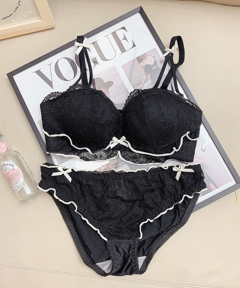 盛れるブラジャーショーツセット花柄レース レディース大人可愛い下着セット セクシーブラジャーノンワイヤー ローライズショーツ 谷間寄せるブラ 締め付けないショーツ 92NAMEIZI-003