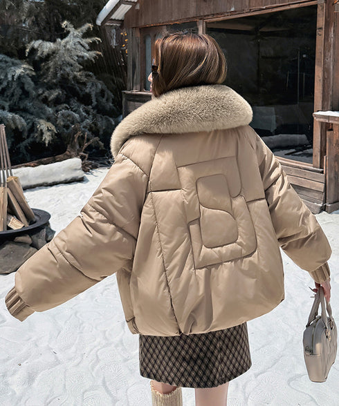 エコダウンジャケットファー襟中綿アウター レディース ショート丈フェイクダウンコート 韓国風ダウンブルゾン 防寒防風保温ジャンパーカジュアルアウター おしゃれ冬服 92NUOXI-001