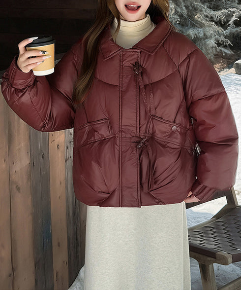エコダウンジャケットファー襟中綿アウター レディース ショート丈フェイクダウンコート 韓国風ダウンブルゾン 防寒防風保温ジャンパーカジュアルアウター おしゃれ冬服 92NUOXI-001