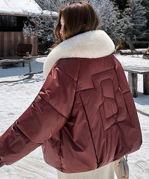 エコダウンジャケットファー襟中綿アウター レディース ショート丈フェイクダウンコート 韓国風ダウンブルゾン 防寒防風保温ジャンパーカジュアルアウター おしゃれ冬服 92NUOXI-001