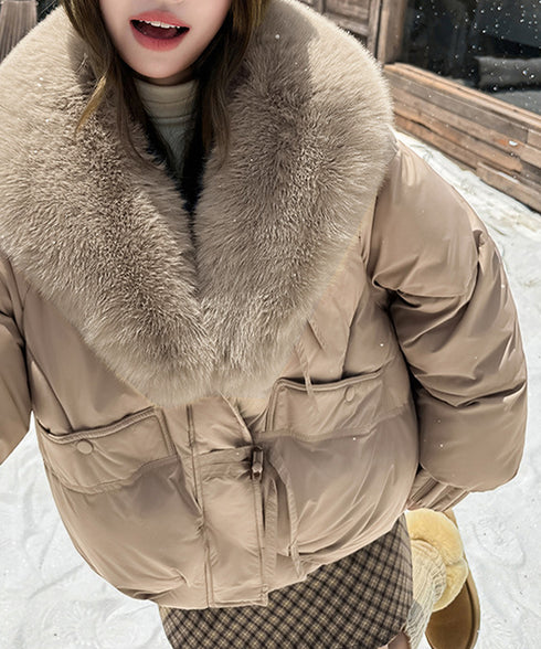 エコダウンジャケットファー襟中綿アウター レディース ショート丈フェイクダウンコート 韓国風ダウンブルゾン 防寒防風保温ジャンパーカジュアルアウター おしゃれ冬服 92NUOXI-001