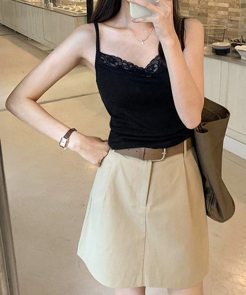 レースキャミソールカップ付きインナー夏服 レディース フロントリボンキャミ おしゃれブラトップ 着回し フェミニンブラキャミ 韓国風 肌見せインナートップス重ね着 92QIAODS-004