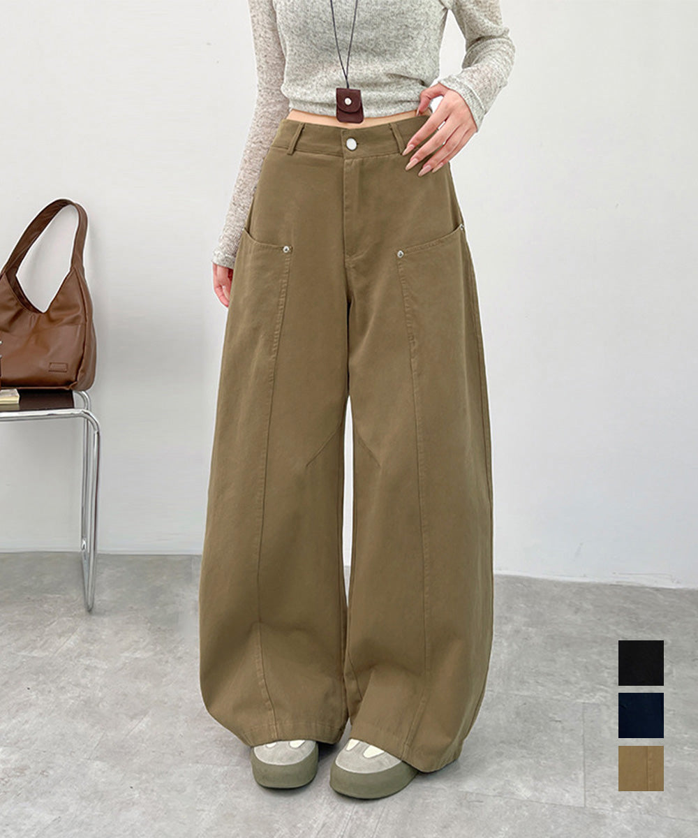 ハイウエストバレルパンツ美脚カーブパンツ