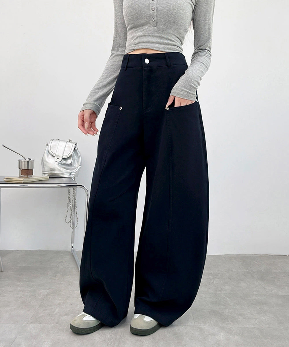 ハイウエストバレルパンツ美脚カーブパンツ