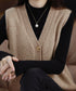 Vネックニットベストレディースニットジレ オフィスカジュアル ノースリーブニットトップス レイヤードニットタンク ゆったりニットチョッキ春秋冬 前開き重ね着ニット 92QL-001