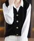 Vネックニットベストレディースニットジレ オフィスカジュアル ノースリーブニットトップス レイヤードニットタンク ゆったりニットチョッキ春秋冬 前開き重ね着ニット 92QL-001