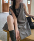 ノースリーブジレショートパンツセット夏服 薄手ベスト リネン風短パンセットアップ 涼しげきれいめトップス体型カバー ゆったりシルエットワイドショートパンツ美脚脚長 92SF-001