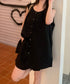 ノースリーブジレショートパンツセット夏服 薄手ベスト リネン風短パンセットアップ 涼しげきれいめトップス体型カバー ゆったりシルエットワイドショートパンツ美脚脚長 92SF-001