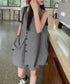 ノースリーブジレショートパンツセット夏服 薄手ベスト リネン風短パンセットアップ 涼しげきれいめトップス体型カバー ゆったりシルエットワイドショートパンツ美脚脚長 92SF-001