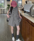 ノースリーブジレショートパンツセット夏服 薄手ベスト リネン風短パンセットアップ 涼しげきれいめトップス体型カバー ゆったりシルエットワイドショートパンツ美脚脚長 92SF-001
