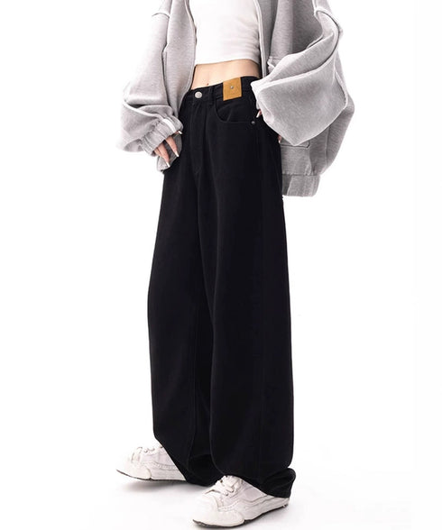 ワイドデニムパンツビンテージジーンズ美脚 レディース レトロ風ジーパン ワイドレングス ウォッシュデニム 脚長 ストレートデニム ゆったり 色落ちジーンズ 韓国風 92SFL-001