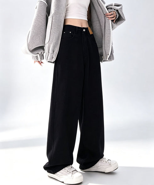 ワイドデニムパンツビンテージジーンズ美脚 レディース レトロ風ジーパン ワイドレングス ウォッシュデニム 脚長 ストレートデニム ゆったり 色落ちジーンズ 韓国風 92SFL-001