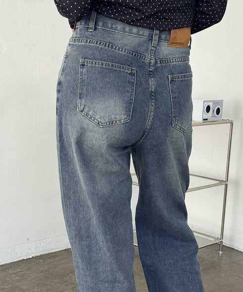 ワイドデニムパンツビンテージジーンズ美脚 レディース レトロ風ジーパン ワイドレングス ウォッシュデニム 脚長 ストレートデニム ゆったり 色落ちジーンズ 韓国風 92SFL-001