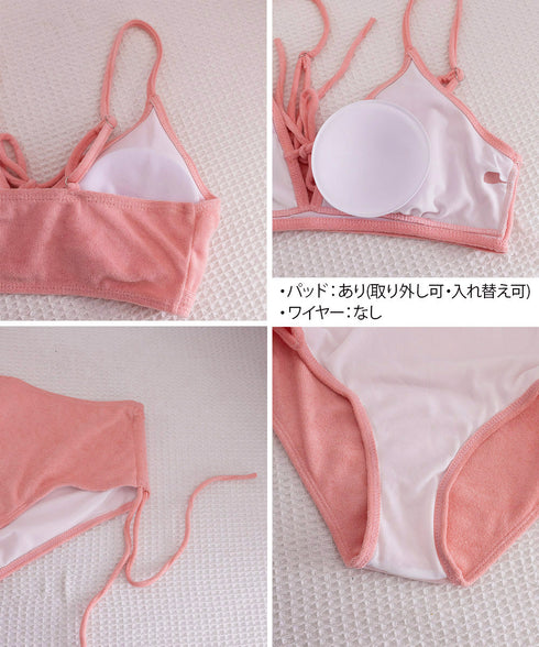 ビキニ水着セット小胸盛れるセパレート水着 レディース 大人可愛いスイムウェア上下セット セクシーリボンビキニ おしゃれ Y2K水着海水浴 トレンド水着美胸 韓国風 92SHENGJIA-003