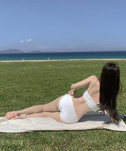 ビキニ水着セット小胸盛れるセパレート水着 レディース 大人可愛いスイムウェア上下セット セクシーリボンビキニ おしゃれ Y2K水着海水浴 トレンド水着美胸 韓国風 92SHENGJIA-003