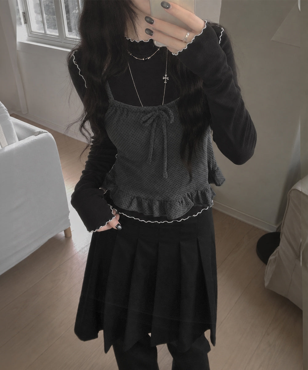 配色メロウ長袖トップスステッチカットソー 詳細画像3