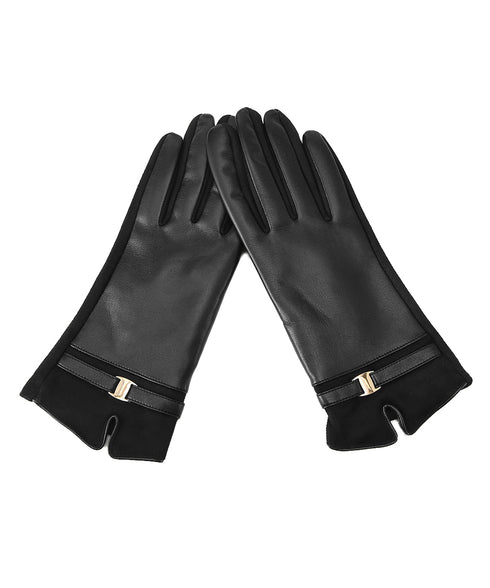 スマホ対応 PUレザー手袋レディース防寒 裏起毛スエード調グローブ 防風保温手ぶくろ 暖かいスマートフォン手袋 タッチパネル対応 アウトドア 上品手袋ソフトタッチ 92SHUOLE-001