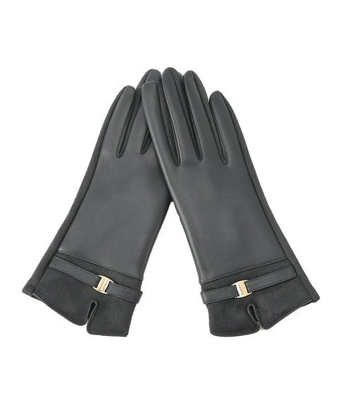 スマホ対応 PUレザー手袋レディース防寒 裏起毛スエード調グローブ 防風保温手ぶくろ 暖かいスマートフォン手袋 タッチパネル対応 アウトドア 上品手袋ソフトタッチ 92SHUOLE-001