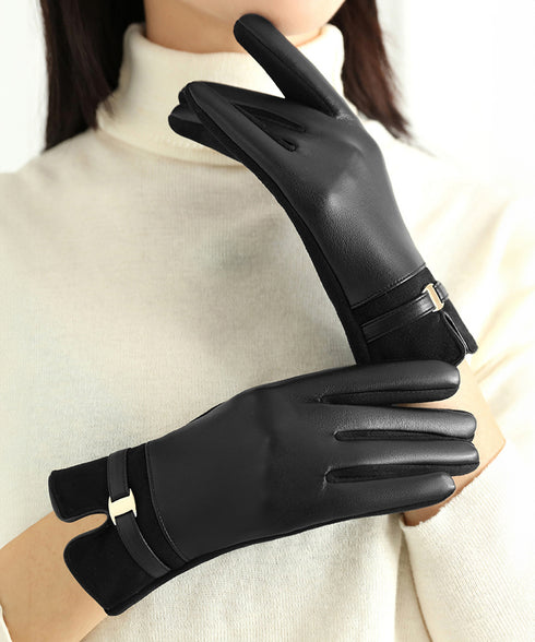 スマホ対応 PUレザー手袋レディース防寒 裏起毛スエード調グローブ 防風保温手ぶくろ 暖かいスマートフォン手袋 タッチパネル対応 アウトドア 上品手袋ソフトタッチ 92SHUOLE-001