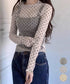 ドット柄シアートップス チュールインナー レディース ポルカドットチュールブラウス大人可愛い重ね着 薄手レイヤードインナーシアーカットソー透け感シースルートップス 92SIYUFS-002