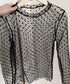 ドット柄シアートップス チュールインナー レディース ポルカドットチュールブラウス大人可愛い重ね着 薄手レイヤードインナーシアーカットソー透け感シースルートップス 92SIYUFS-002