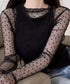 ドット柄シアートップス チュールインナー レディース ポルカドットチュールブラウス大人可愛い重ね着 薄手レイヤードインナーシアーカットソー透け感シースルートップス 92SIYUFS-002
