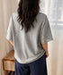 袖レース切り替え5分袖Tシャツカットソー レディースレーストップス 透け感袖カットソーきれいめ 体型カバー 大人オフィスカジュアル 上品春夏服ゆったりクルーネック 92SSJIALI-001