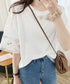 袖レース切り替え5分袖Tシャツカットソー レディースレーストップス 透け感袖カットソーきれいめ 体型カバー 大人オフィスカジュアル 上品春夏服ゆったりクルーネック 92SSJIALI-001