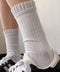 プリーツフリルソックス ミドル丈無地靴下 レディース フェミニン リブソックス 通勤通学ガーリー靴下 韓国ファッション 春夏秋冬 蒸れない綿靴下 プリーツソックス 92SUXIANG-001
