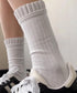 プリーツフリルソックス ミドル丈無地靴下 レディース フェミニン リブソックス 通勤通学ガーリー靴下 韓国ファッション 春夏秋冬 蒸れない綿靴下 プリーツソックス 92SUXIANG-001