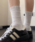 プリーツフリルソックス ミドル丈無地靴下 レディース フェミニン リブソックス 通勤通学ガーリー靴下 韓国ファッション 春夏秋冬 蒸れない綿靴下 プリーツソックス 92SUXIANG-001