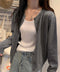 クルーネックニットカーディガン シンプル レディース ニット羽織り 長袖ニットトップス 着回し おしゃれ 前開きニットウェア無地 冷房対策 通学通勤ニットアウター 92SYL-001