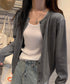 クルーネックニットカーディガン シンプル レディース ニット羽織り 長袖ニットトップス 着回し おしゃれ 前開きニットウェア無地 冷房対策 通学通勤ニットアウター 92SYL-001