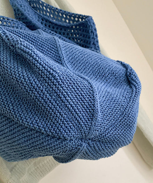 ニットバッグ 大容量トートバッグ肩掛け鞄 大きめナチュラルバッグ 透かし編みニット鞄 A4収納可 大人カジュアルサマーバッグ 韓国風カバン シンプル手提げバッグ 92TAYAN-001