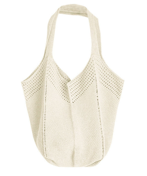 ニットバッグ 大容量トートバッグ肩掛け鞄 大きめナチュラルバッグ 透かし編みニット鞄 A4収納可 大人カジュアルサマーバッグ 韓国風カバン シンプル手提げバッグ 92TAYAN-001