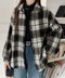 ビエラ起毛チェックシャツ 厚手ネルシャツ レディース ゆったりシャツジャケット 長袖チュニックシャツ ドロップショルダー春秋ライトアウター レトロ シャツアウター 92TINGWAN-001