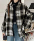 ビエラ起毛チェックシャツ 厚手ネルシャツ レディース ゆったりシャツジャケット 長袖チュニックシャツ ドロップショルダー春秋ライトアウター レトロ シャツアウター 92TINGWAN-001