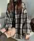 ビエラ起毛チェックシャツ 厚手ネルシャツ レディース ゆったりシャツジャケット 長袖チュニックシャツ ドロップショルダー春秋ライトアウター レトロ シャツアウター 92TINGWAN-001